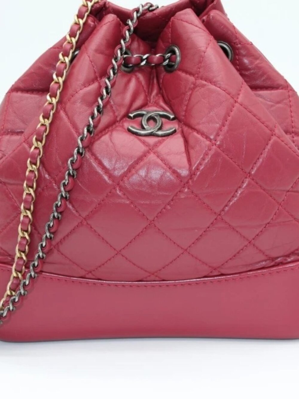 Chanel Aged Calfskin Quilted Small Gabrielle Backpack Women Red